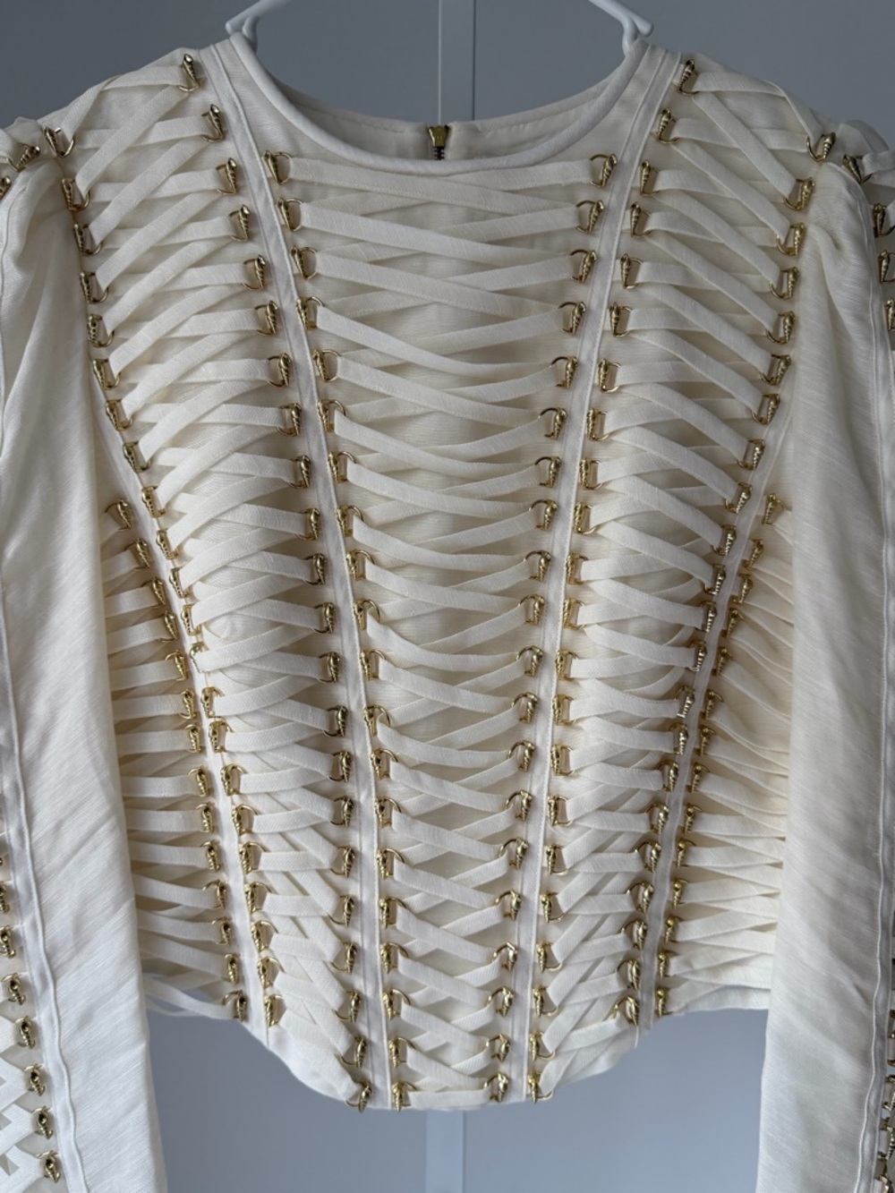 ZIMMERMANN Lace-up embellished linen and silk-blend top - Picture 7 of 10